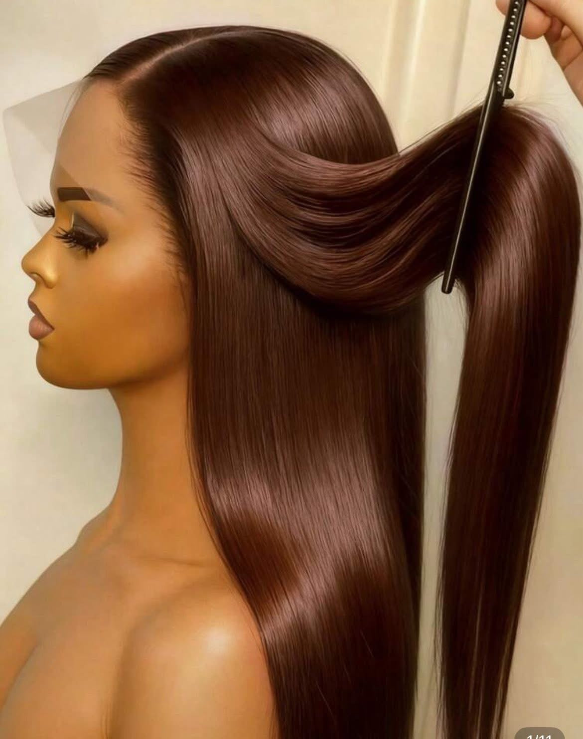 HEB Crown Luxe Copper Straight Wig 100% human hair transparent lace