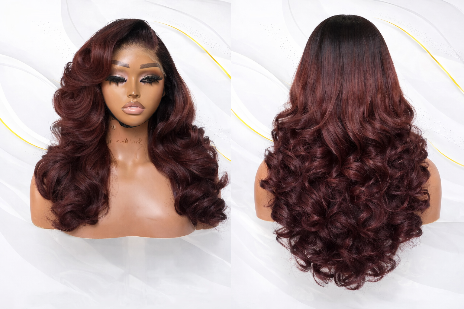 Royal Curl Luxe Wig (Deep Curly Ombre). 100% Human Hair Transparent Lace