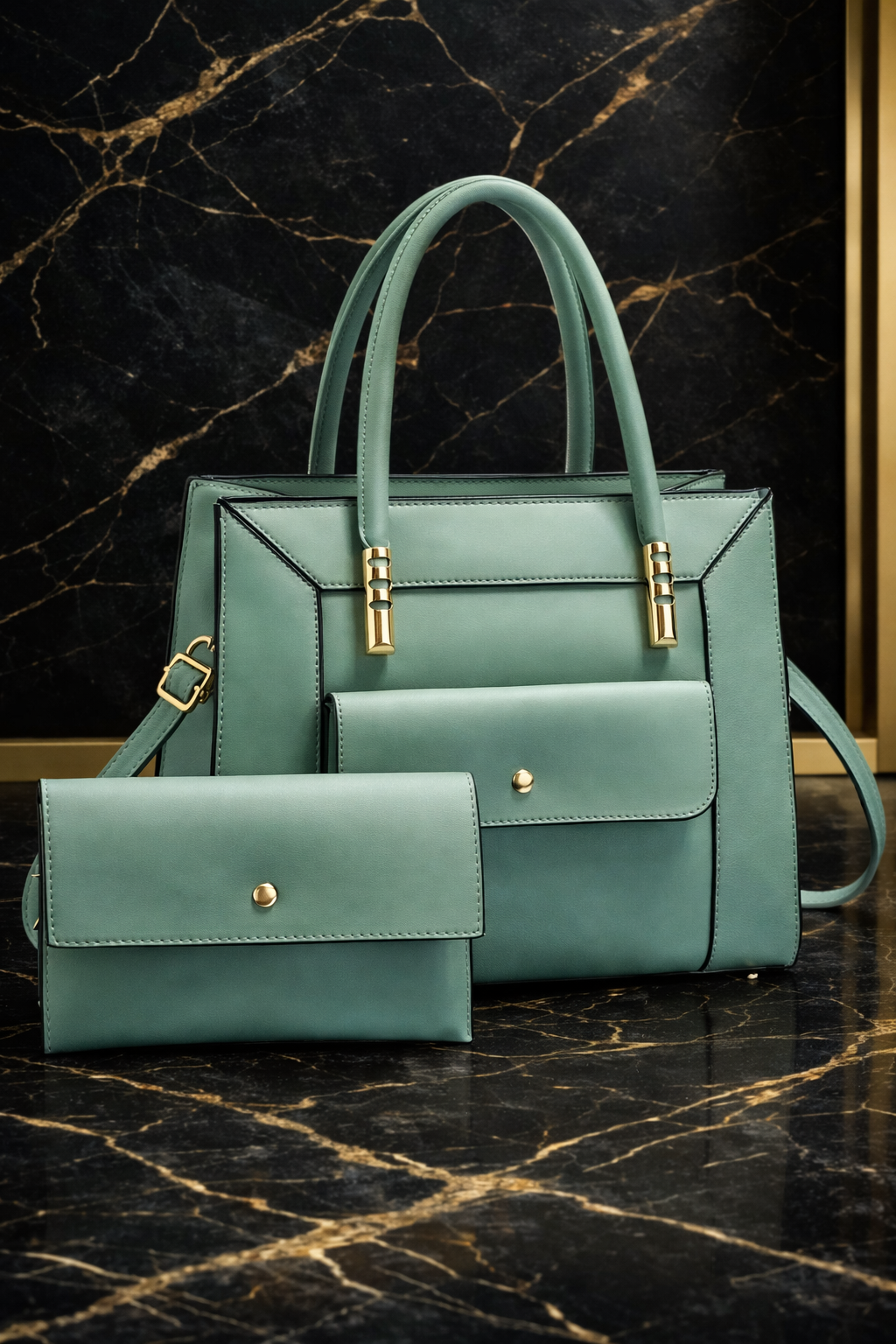 HEB Emerald Serenity 2-Piece Luxury Handbag Set