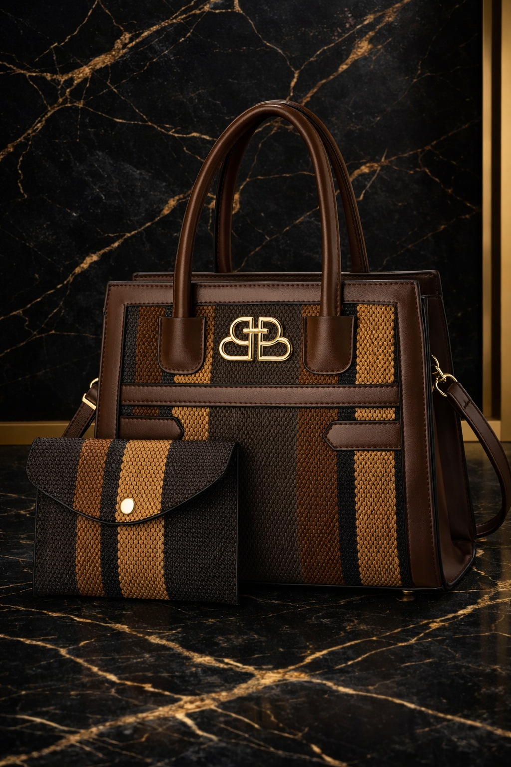 HEB Mocha Royale Signature Handbag Set