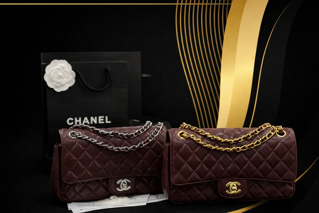 👑 HEB Luxury Wine Quilted Chain Handbag