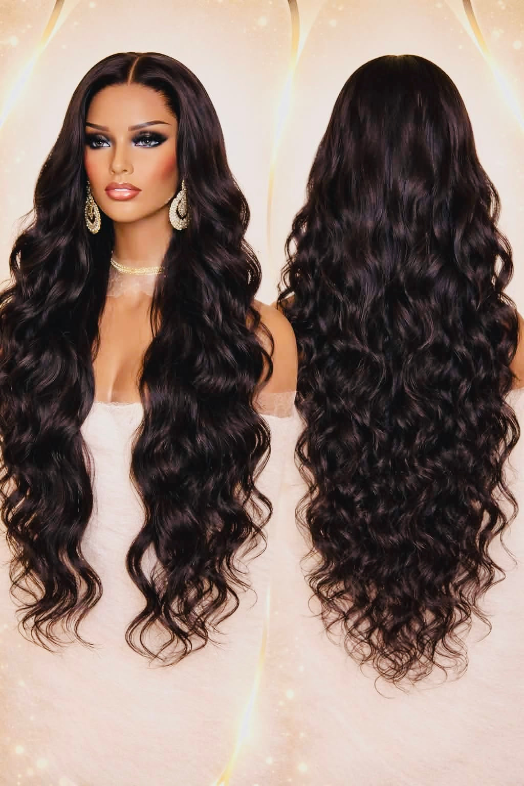 Silk Body Sovereign. Loose curls wave texture 100% Human Hair Transparent Lace wig