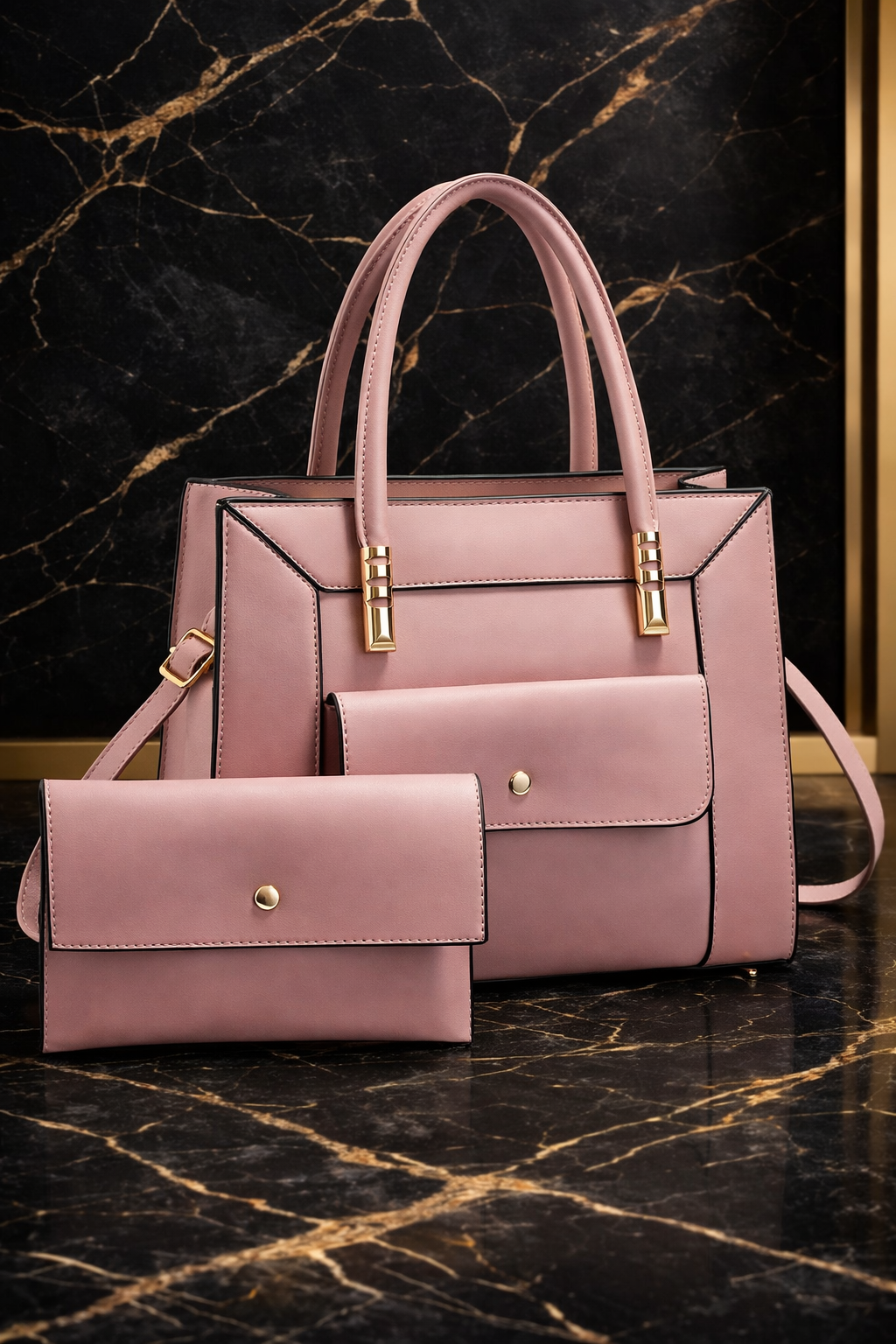 HEB Blush Elegance 2-Piece Luxury Handbag Set