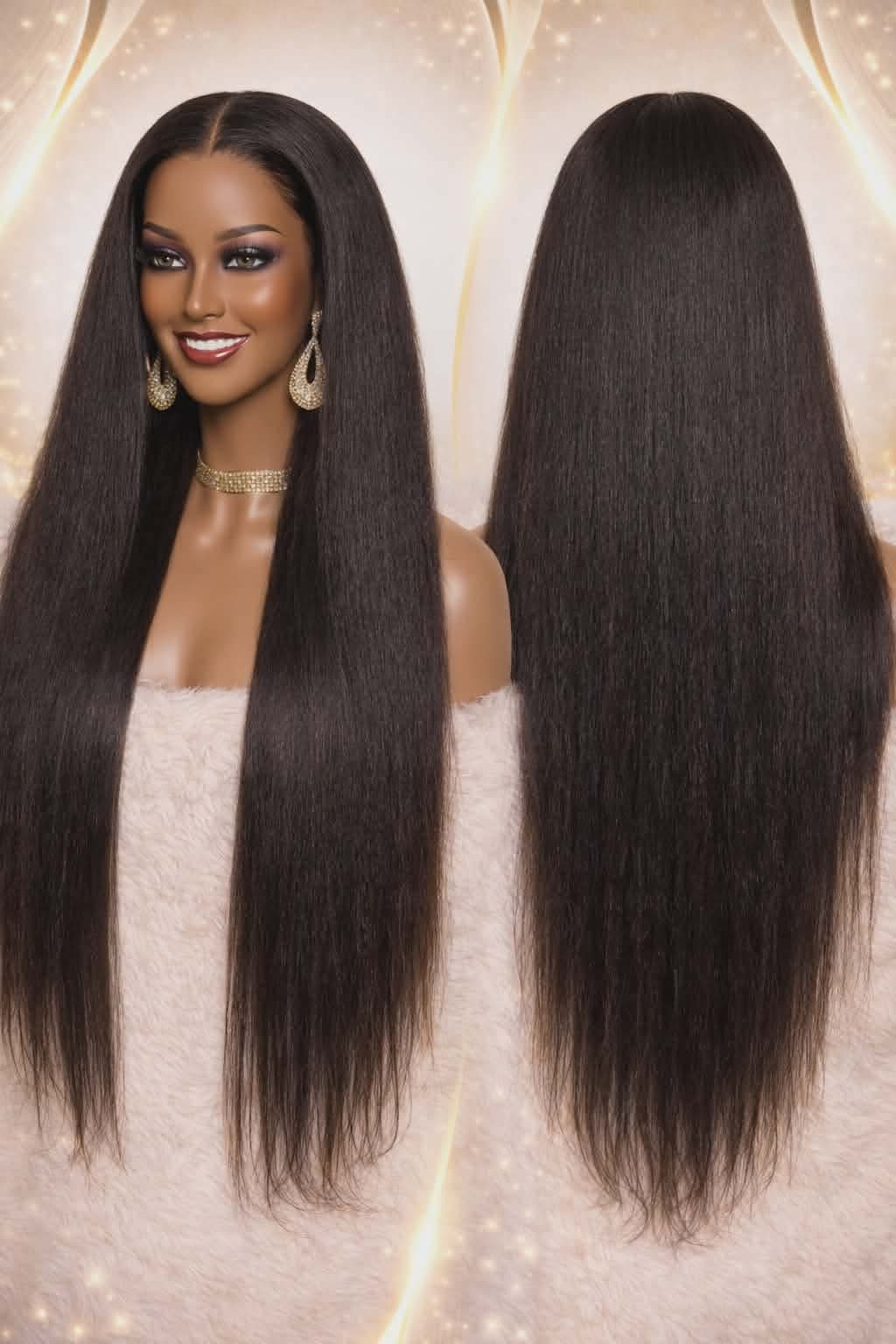 Silky Crown Straight Wig.  100% Straight Human Hair Transparent Lace