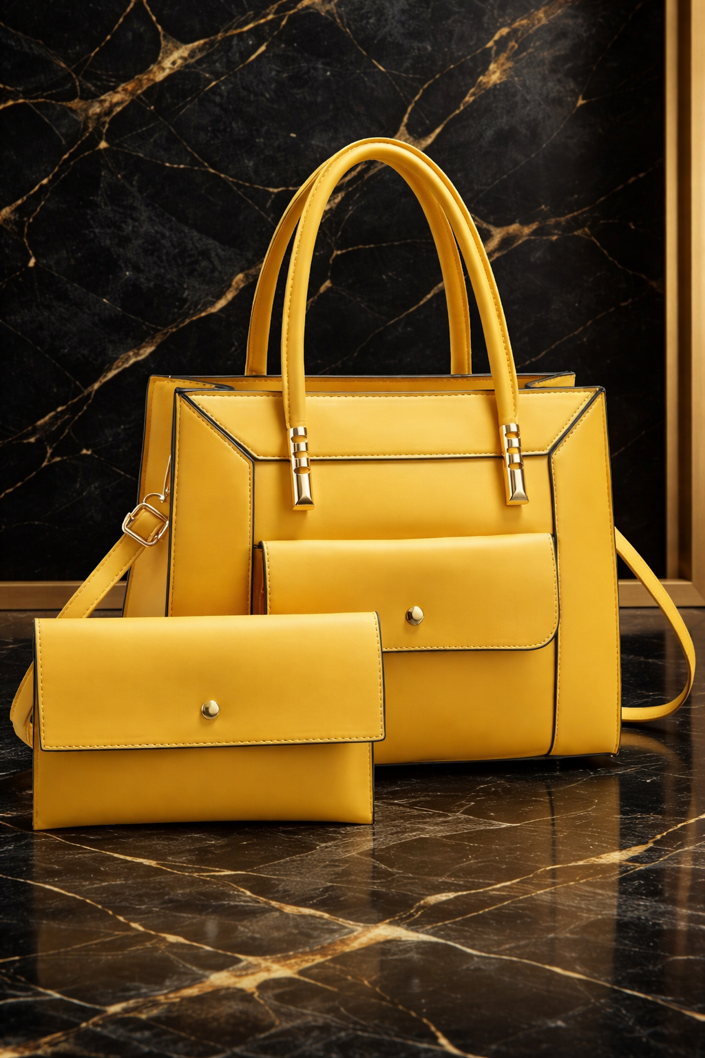 HEB Golden Aura 2-Piece Luxury Handbag Set