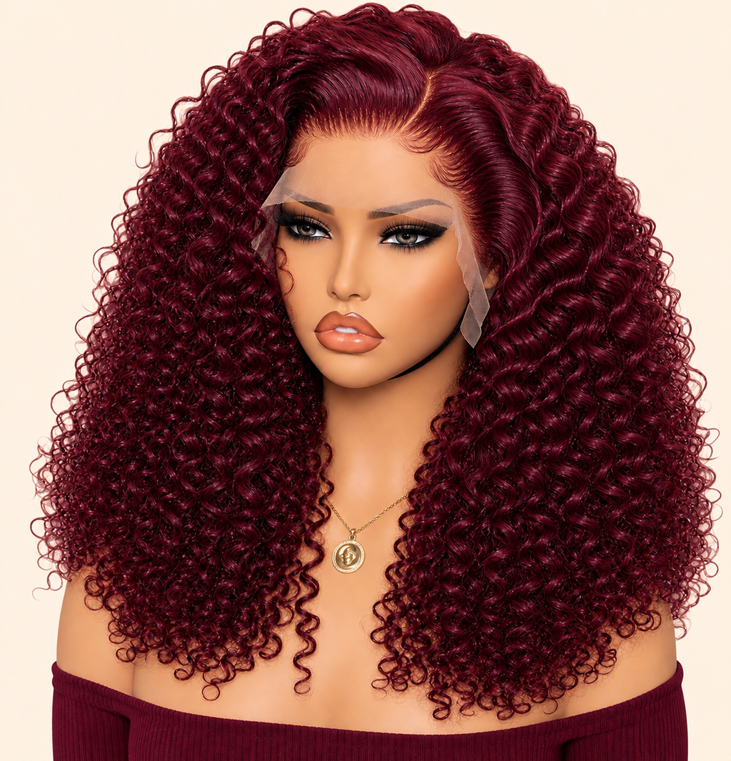 HEB Burgundy Royalty Curly Lace Wig