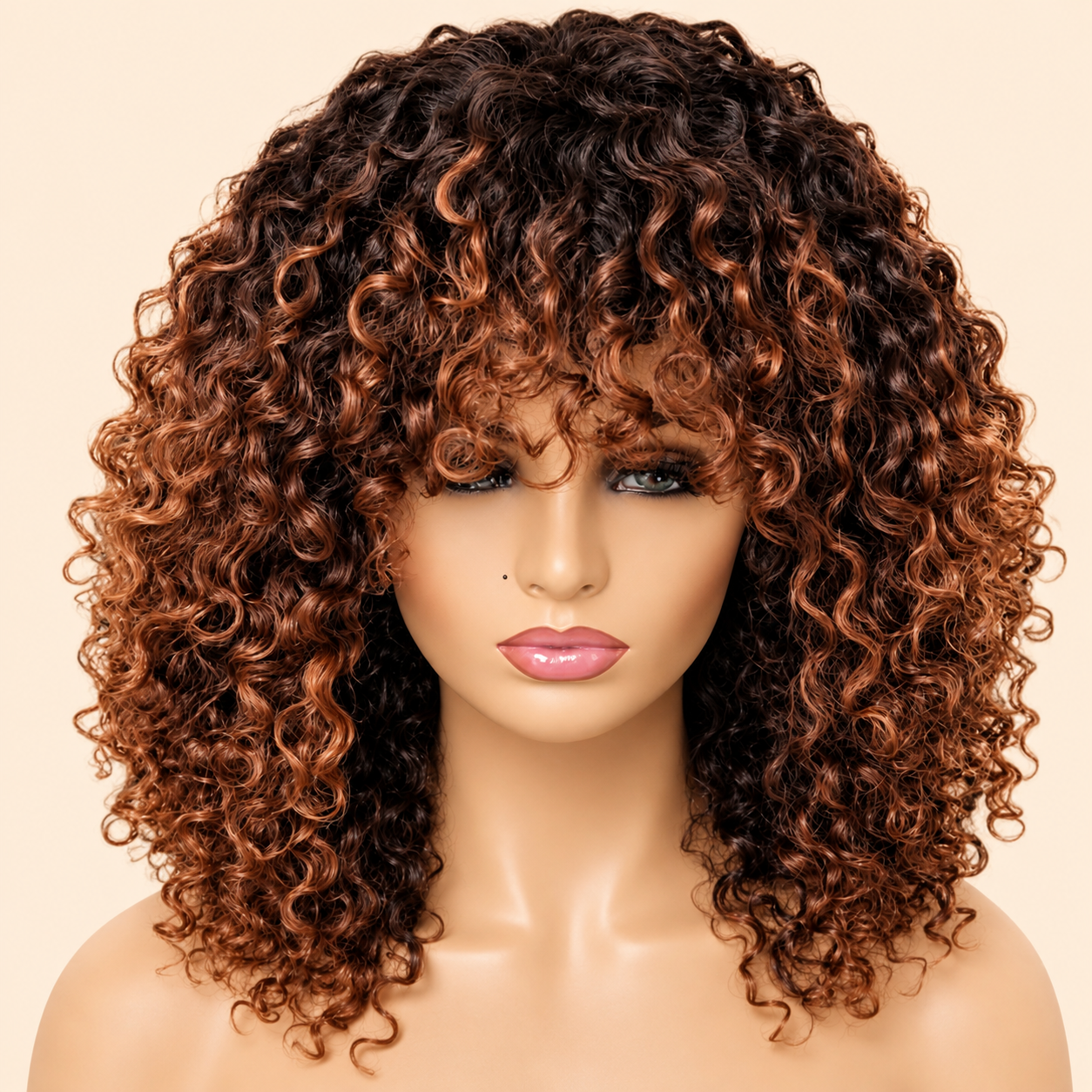 HEB Cinnamon Queen Curly Bang Wig