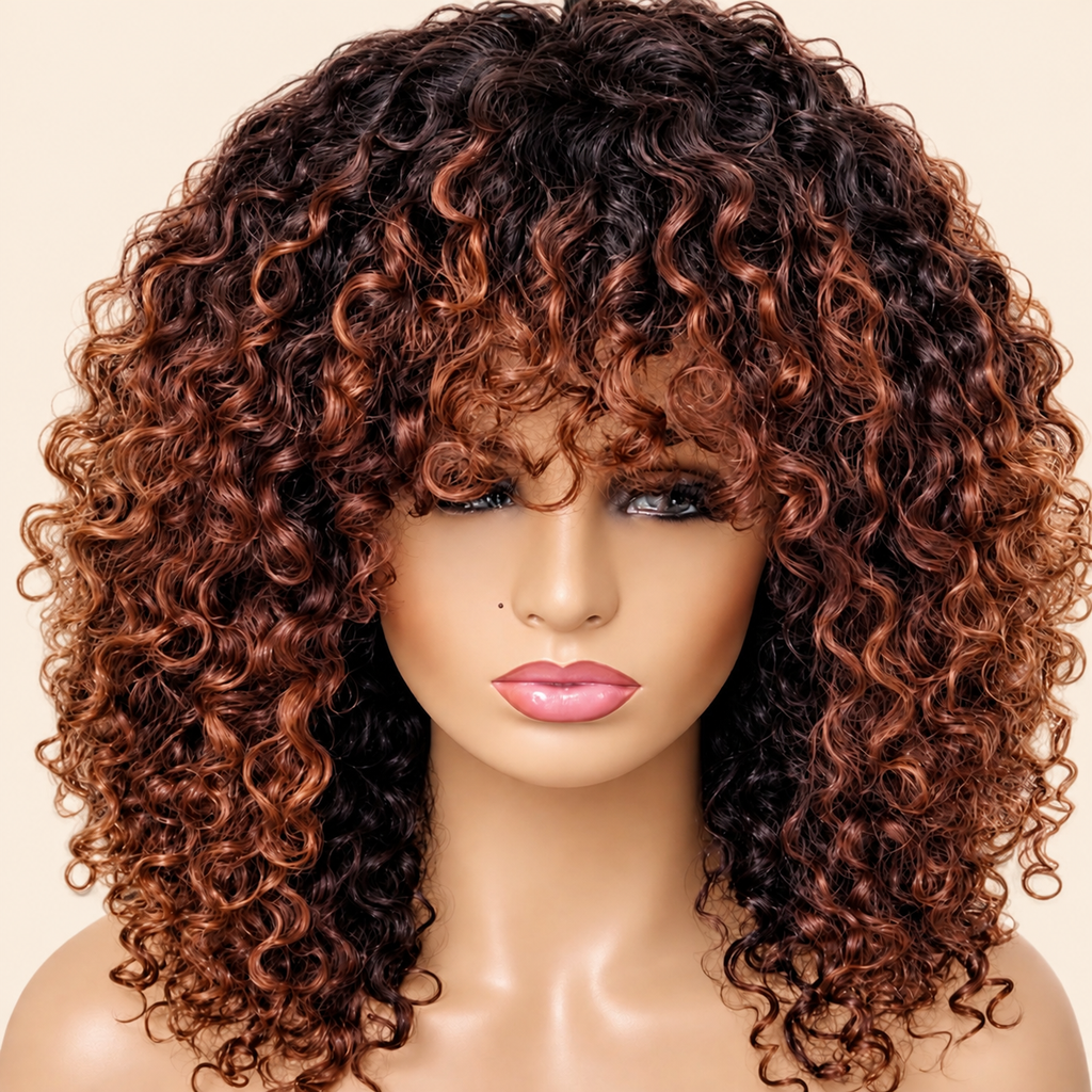 HEB Cinnamon Queen Curly Bang Wig