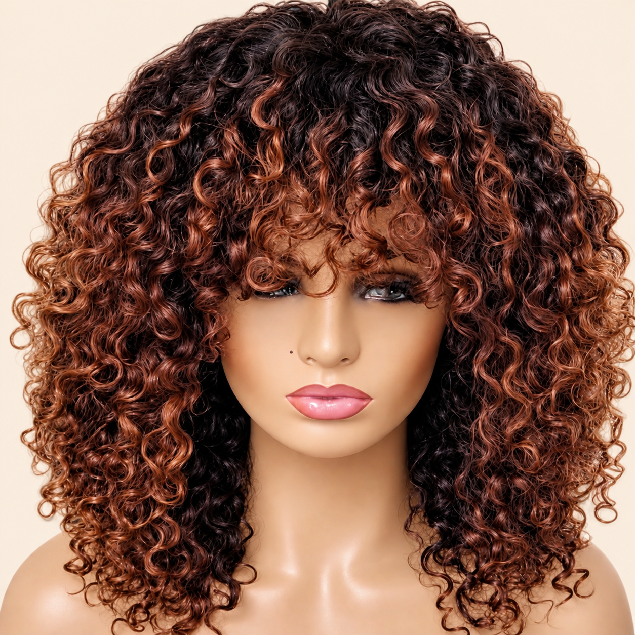 HEB Cinnamon Queen Curly Bang Wig
