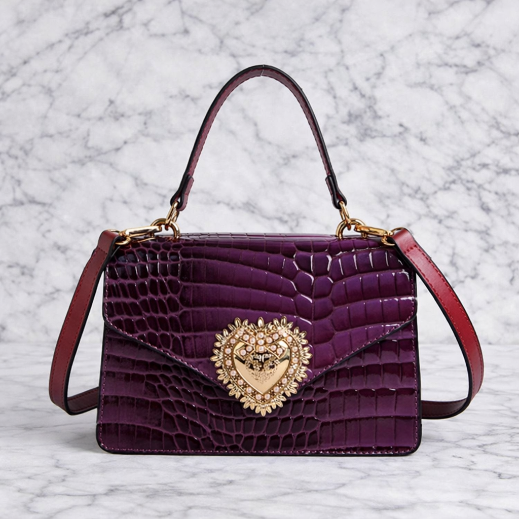 Empire Luxe Croc Heart Handbag