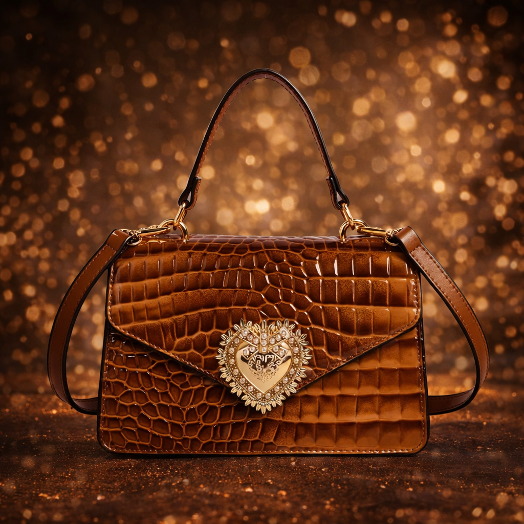 Empire Luxe Croc Heart Handbag