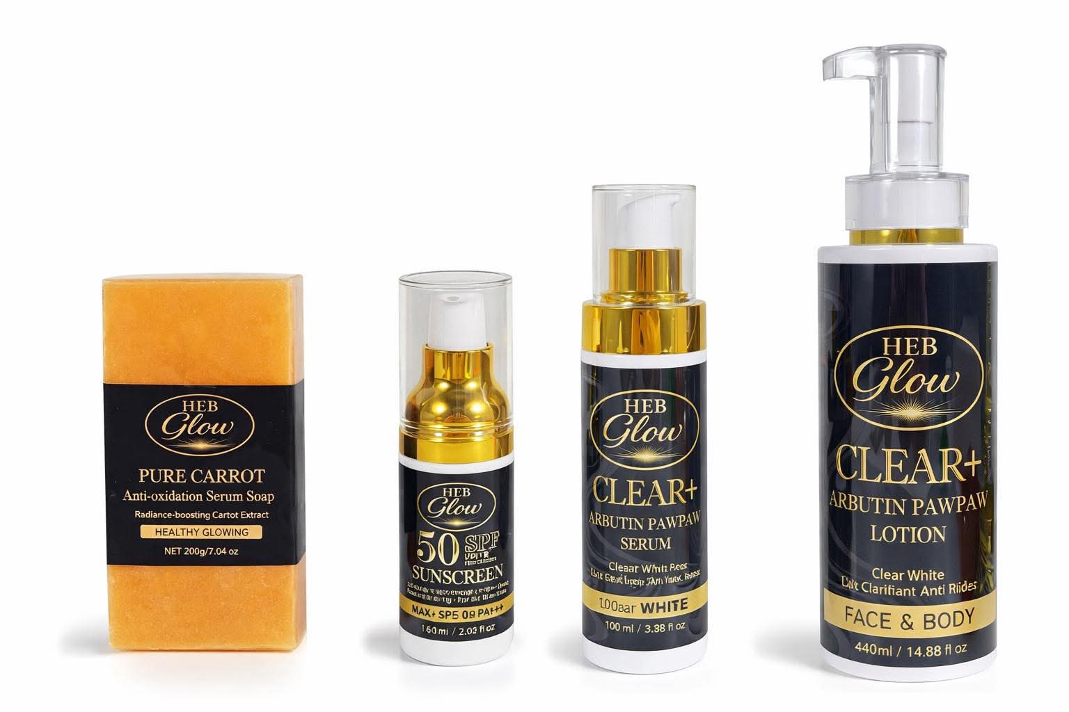 HEB Glow Clear+ Arbutin Pawpaw Collection – Brightening Face & Body Set