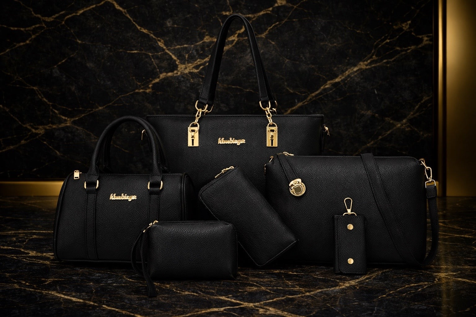 Her Empire Beauty Imperial Noir 6-Piece Luxury Handbag Set