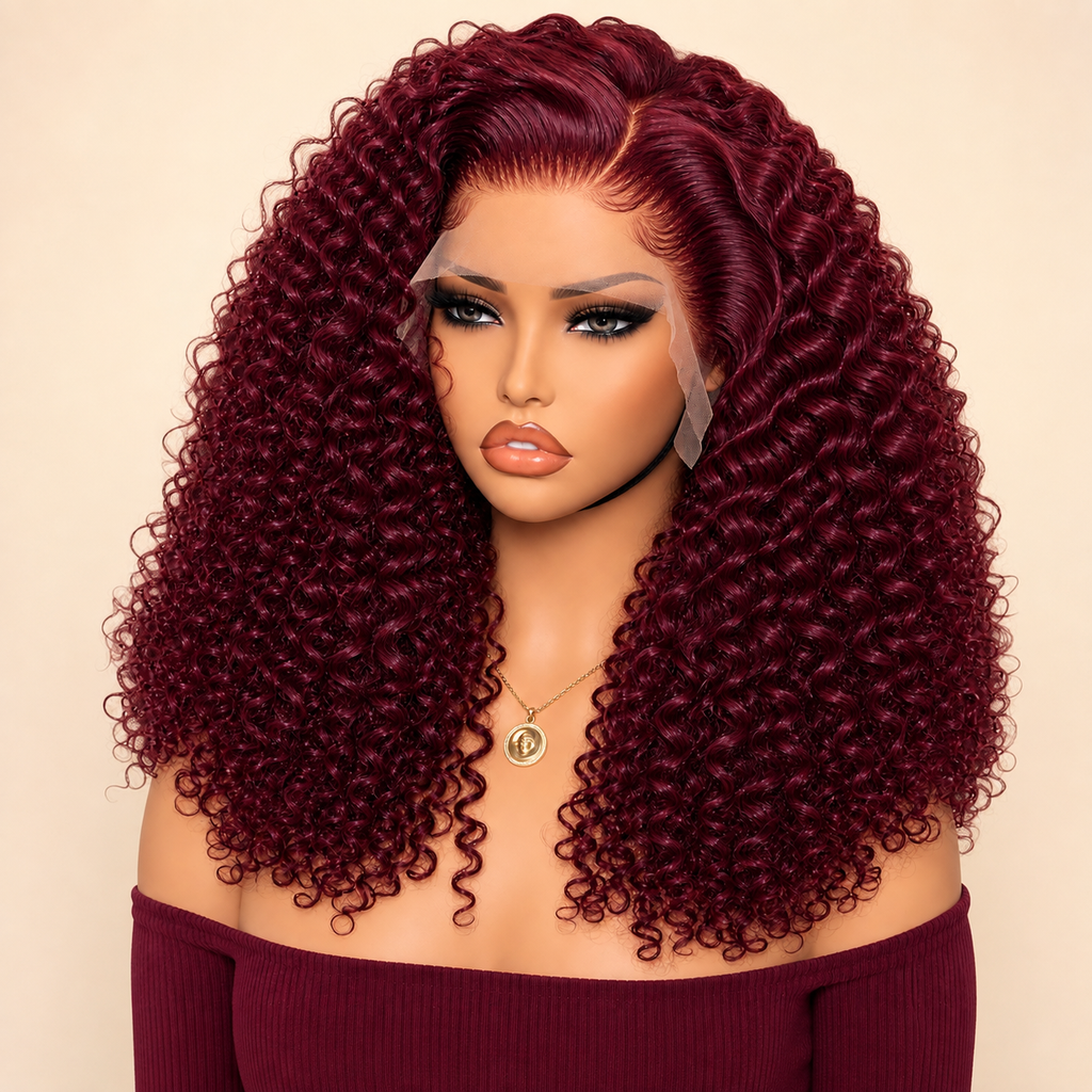 HEB Burgundy Royalty Curly Lace Wig