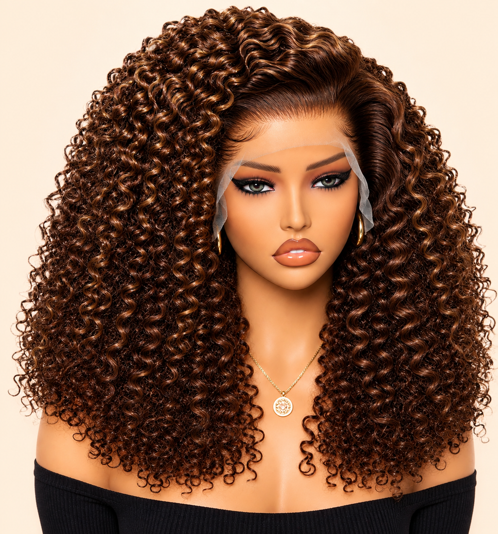 HEB Burgundy Royalty Curly Lace Wig