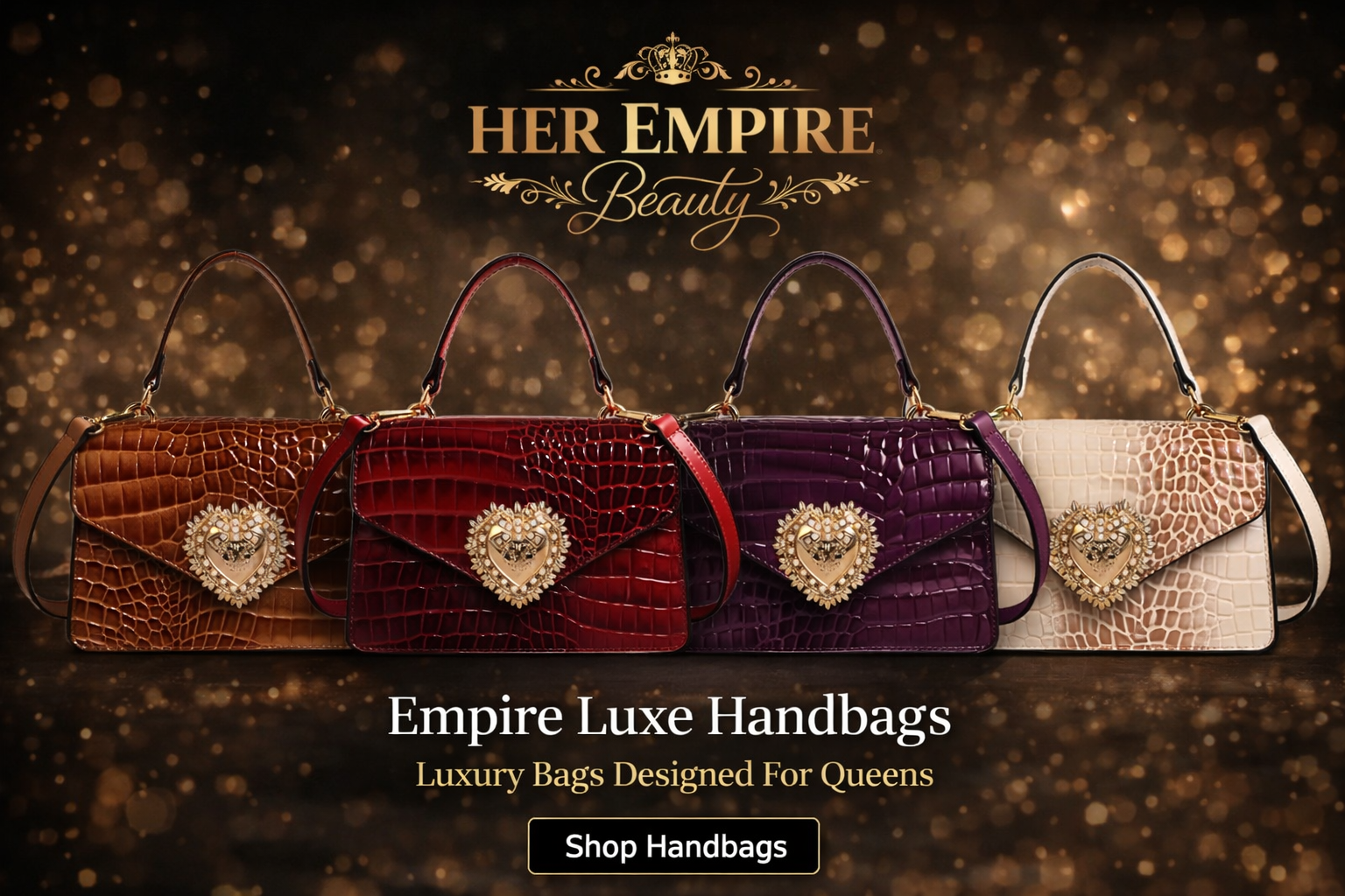 Empire Luxe Croc Heart Handbag