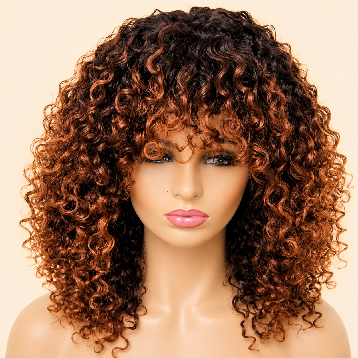 HEB Cinnamon Queen Curly Bang Wig