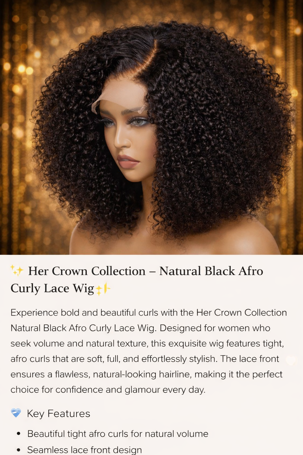 Natural Afro Curly Lace Front Wig