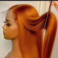 HEB Crown Luxe Copper Straight Wig 100% human hair transparent lace