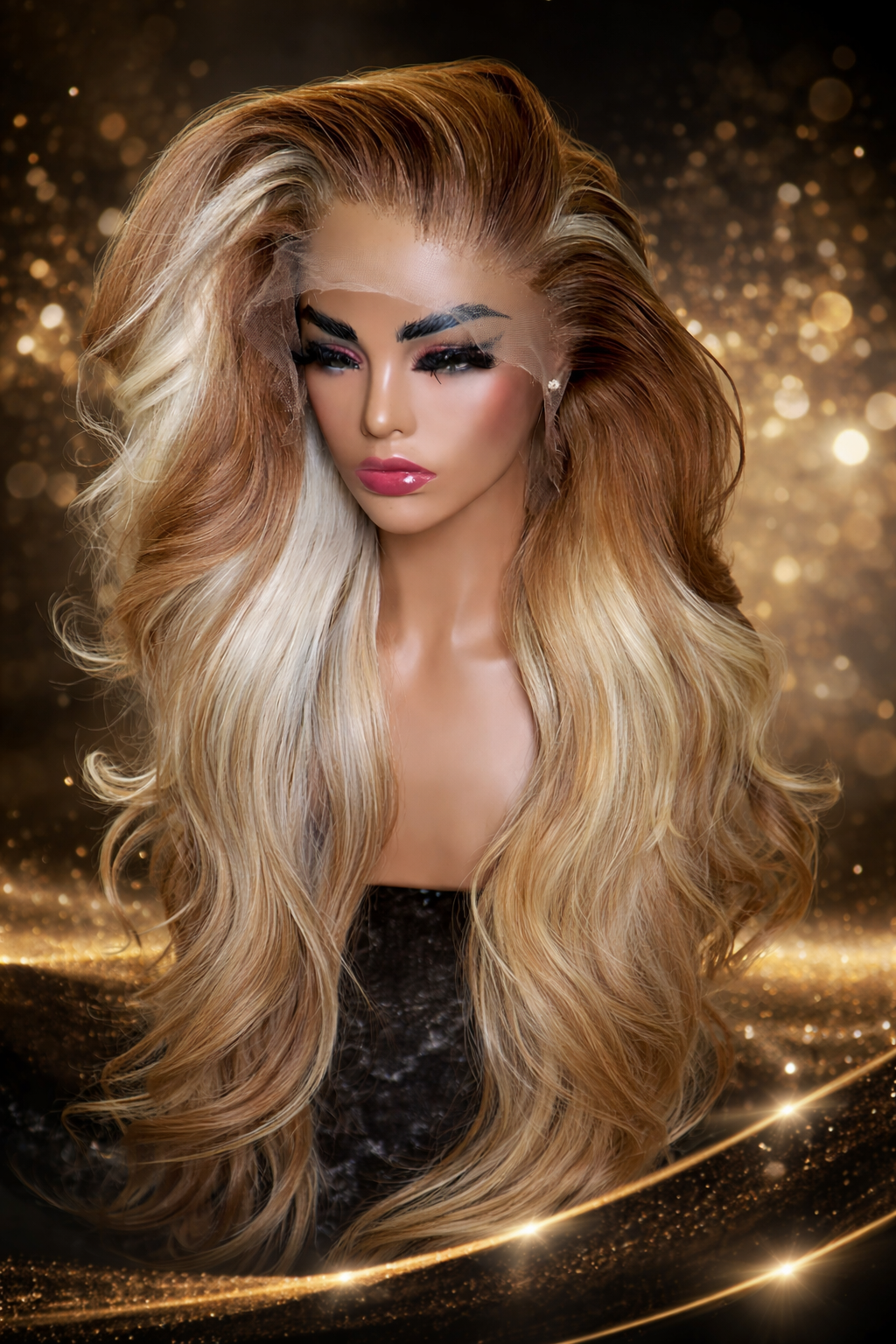 Luxury Honey Blonde Highlight Body Wave Wig