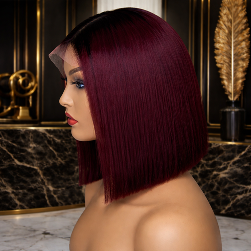 Burgundy Royal Silk Bob | Luxury Lace Front Wig