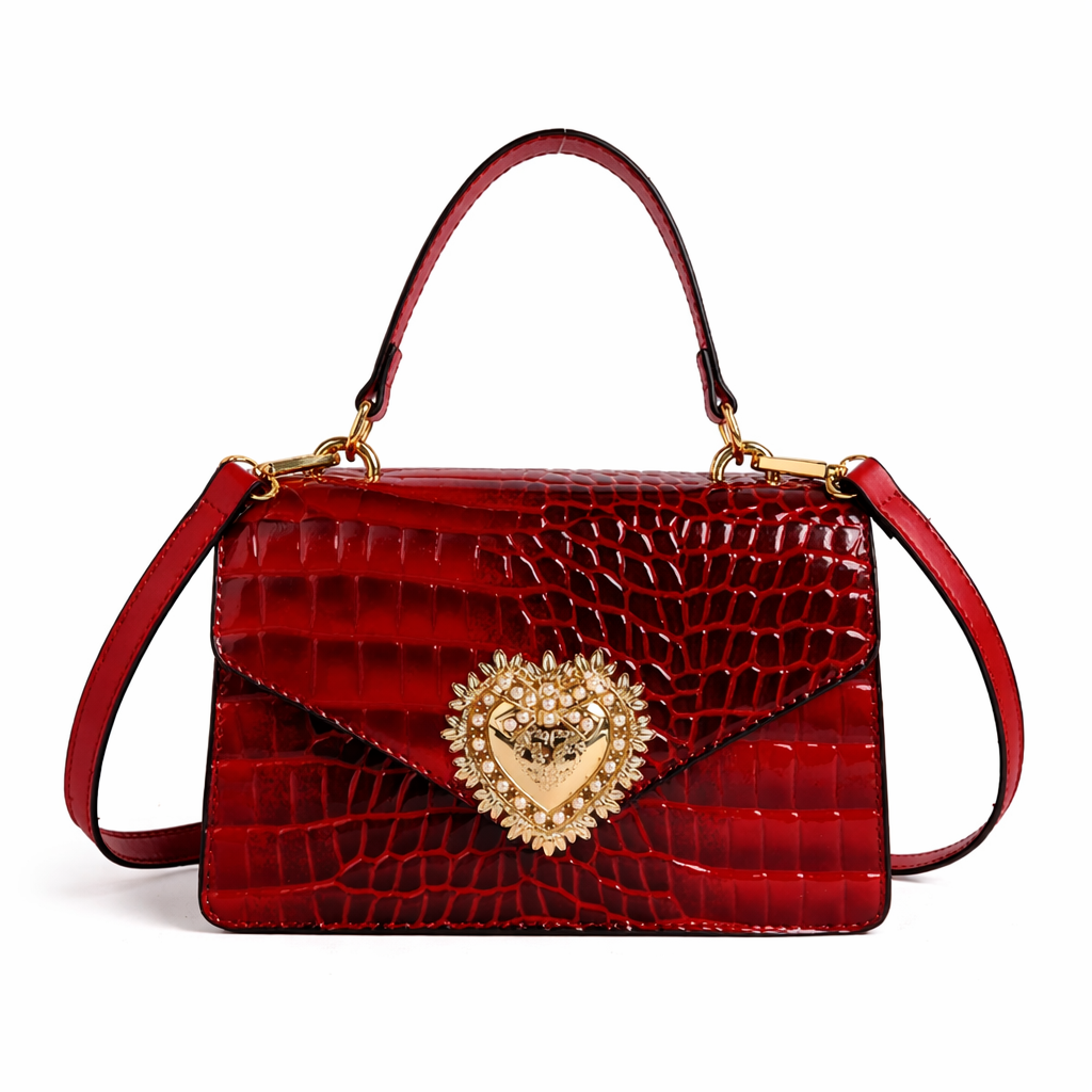 Empire Luxe Croc Heart Handbag