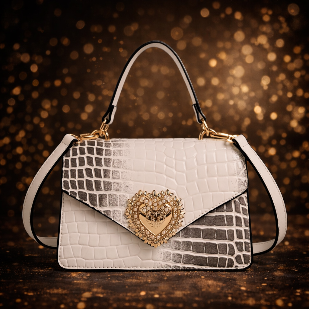 Empire Luxe Croc Heart Handbag