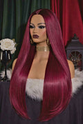 Wine Silk Luxe (Burgundy Straight Wig) 100% Human Hair Transparent lace wig