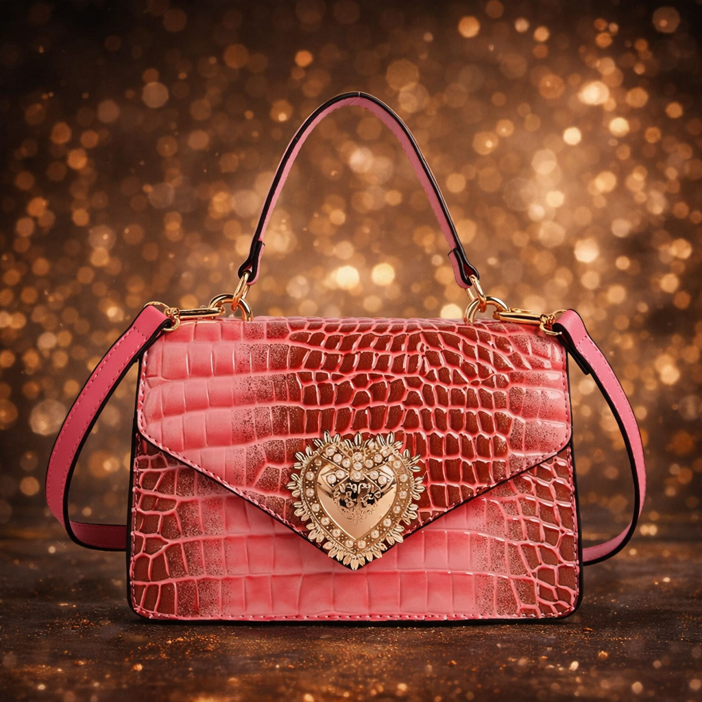 Empire Luxe Croc Heart Handbag