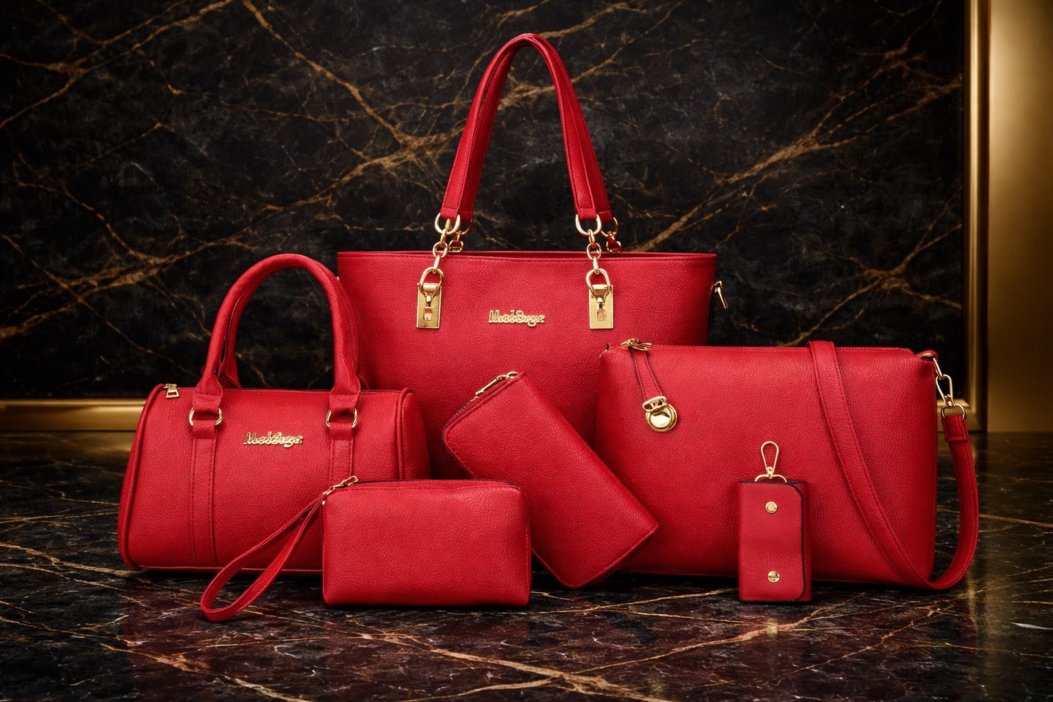 Her Empire Beauty Ruby Royale 6-Piece Luxury Handbag Set