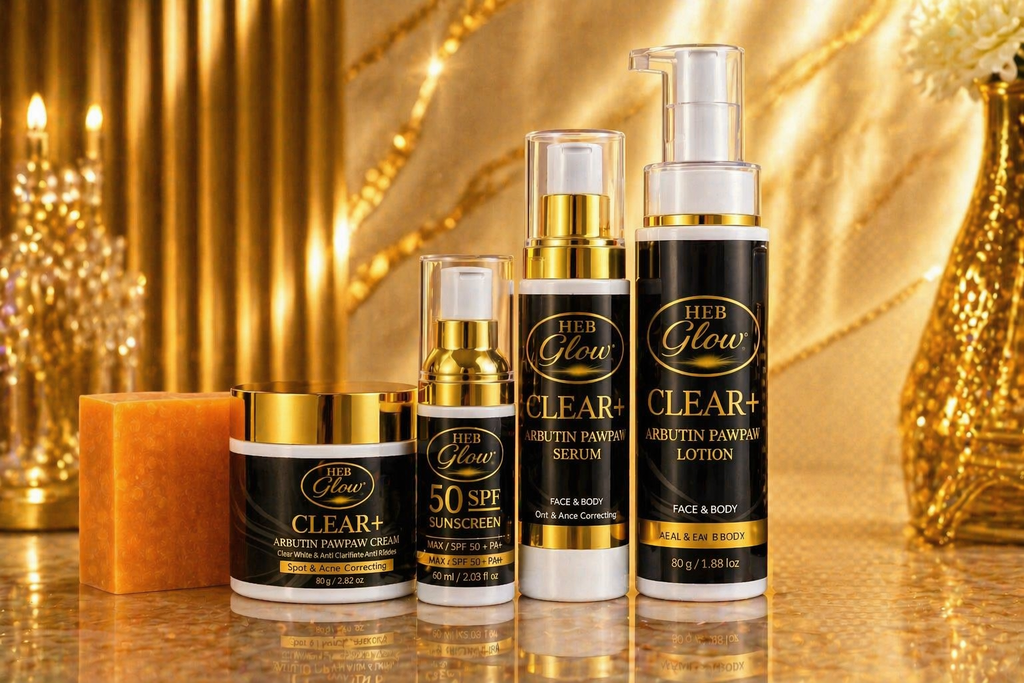 HEB Glow Clear+ Arbutin Pawpaw Collection – Brightening Face & Body Set