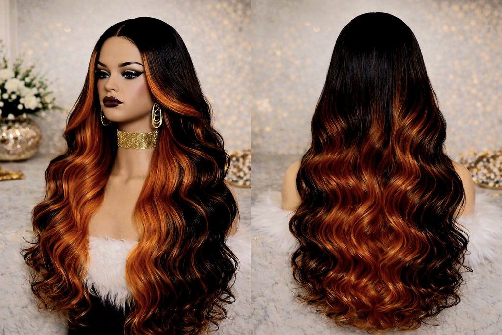 Golden Flame Waves (Highlight Body Wave Wig) 100% Human Hair