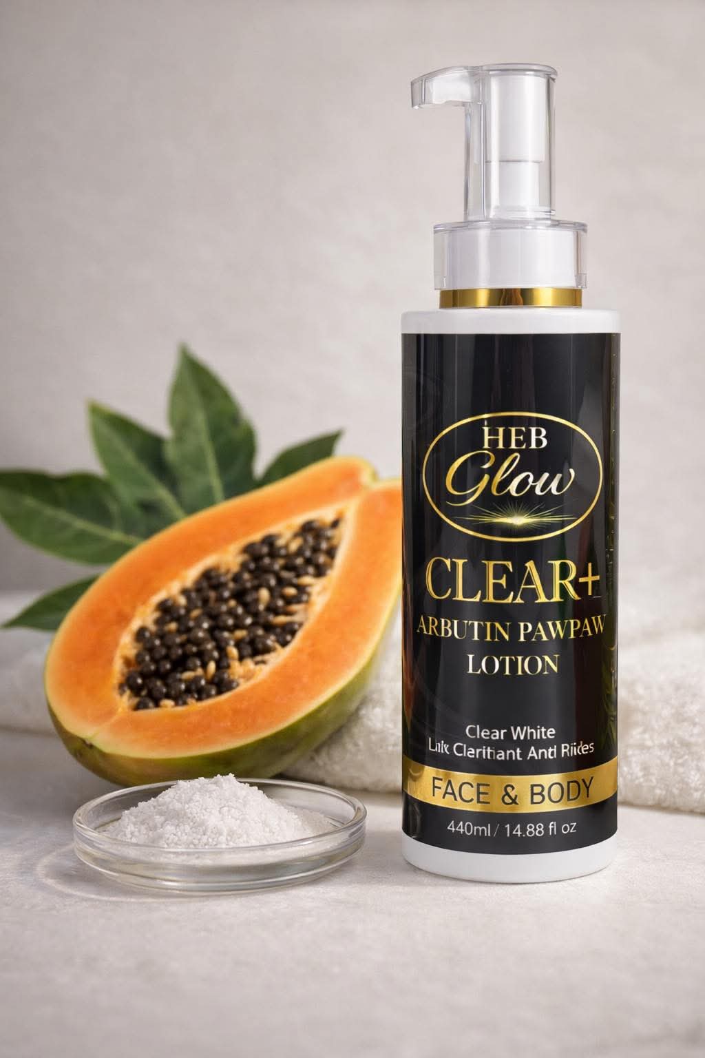 HEB Glow Clear+ Arbutin Pawpaw Collection – Brightening Face & Body Set
