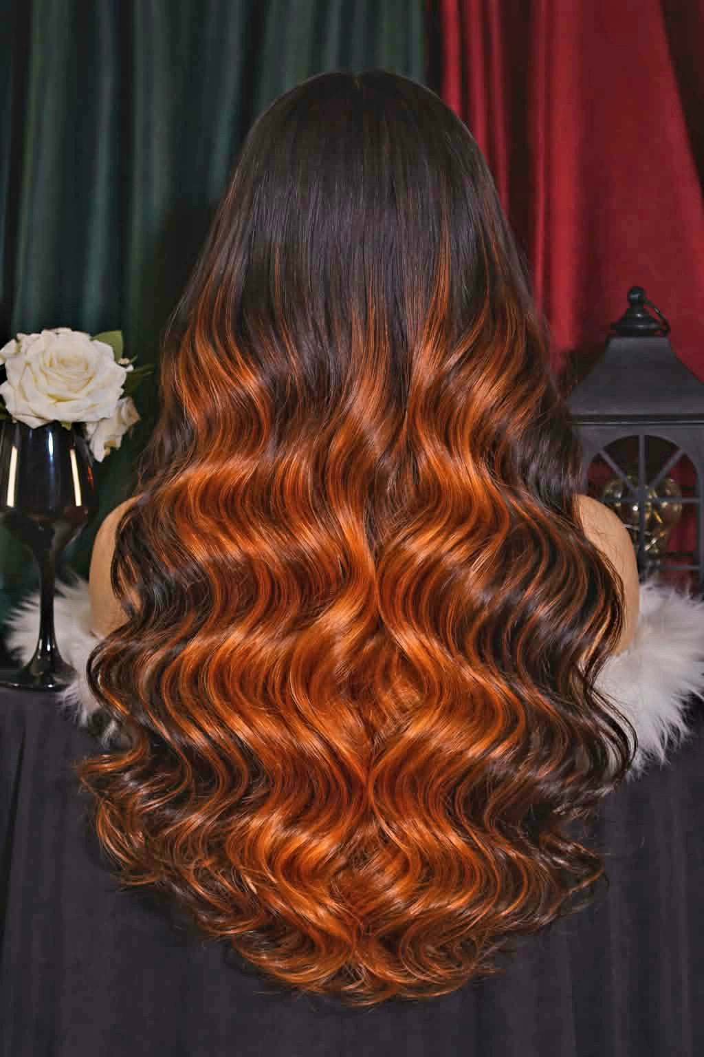 Golden Flame Waves (Highlight Body Wave Wig) 100% Human Hair