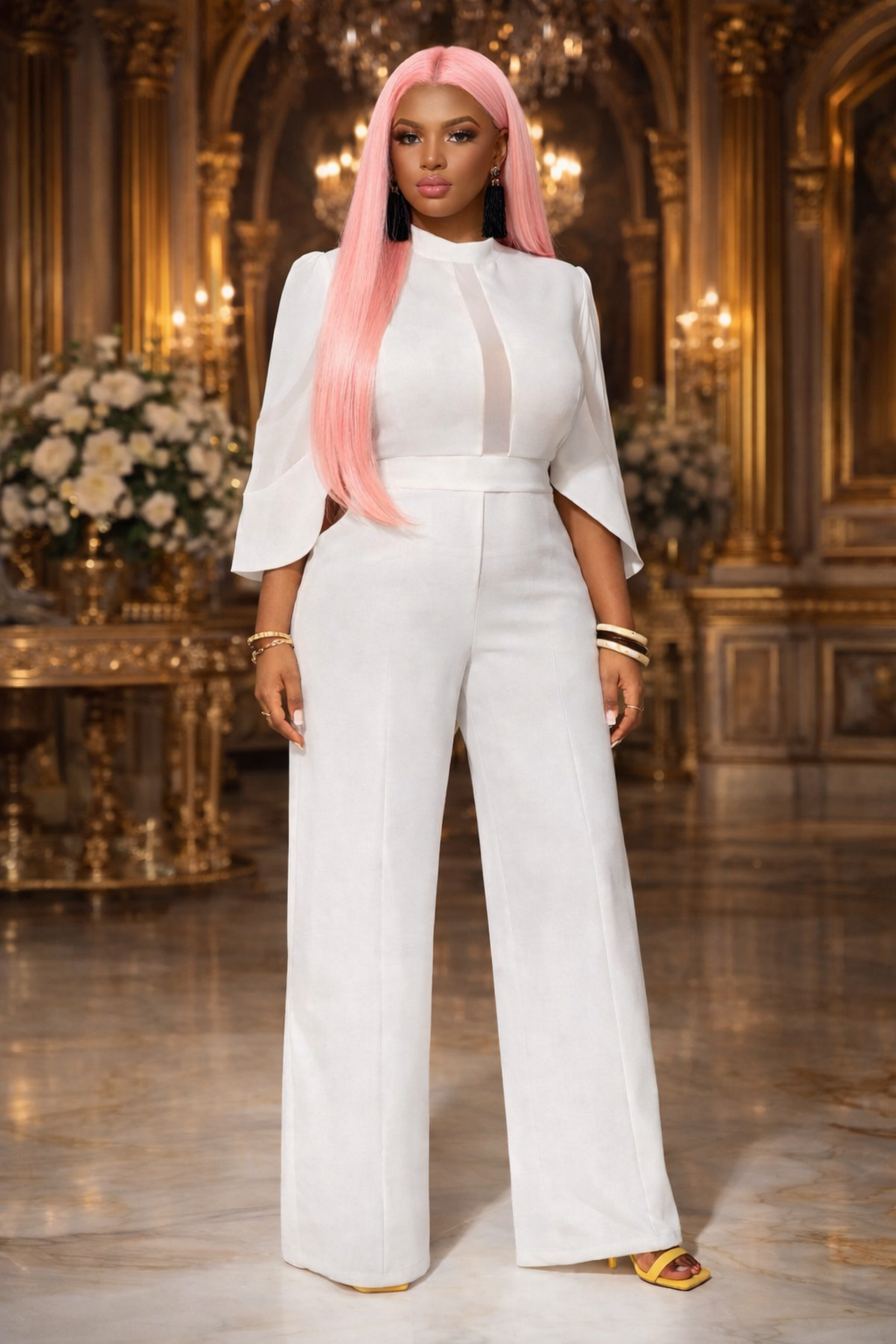 Peach Pink Straight Glam Wig